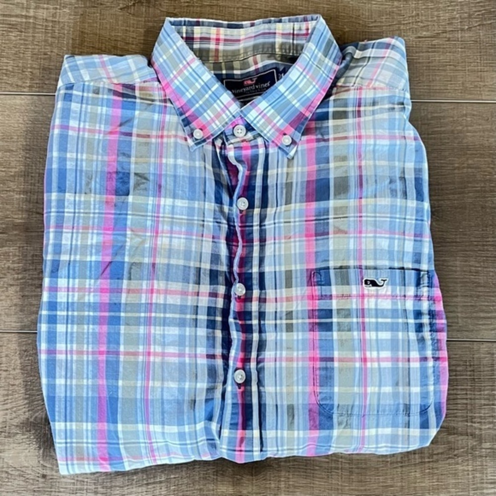 Vineyard Vines LS Shirt Classic Fit Tucker Men XL Cotton Light Check Preppy - Picture 1 of 9